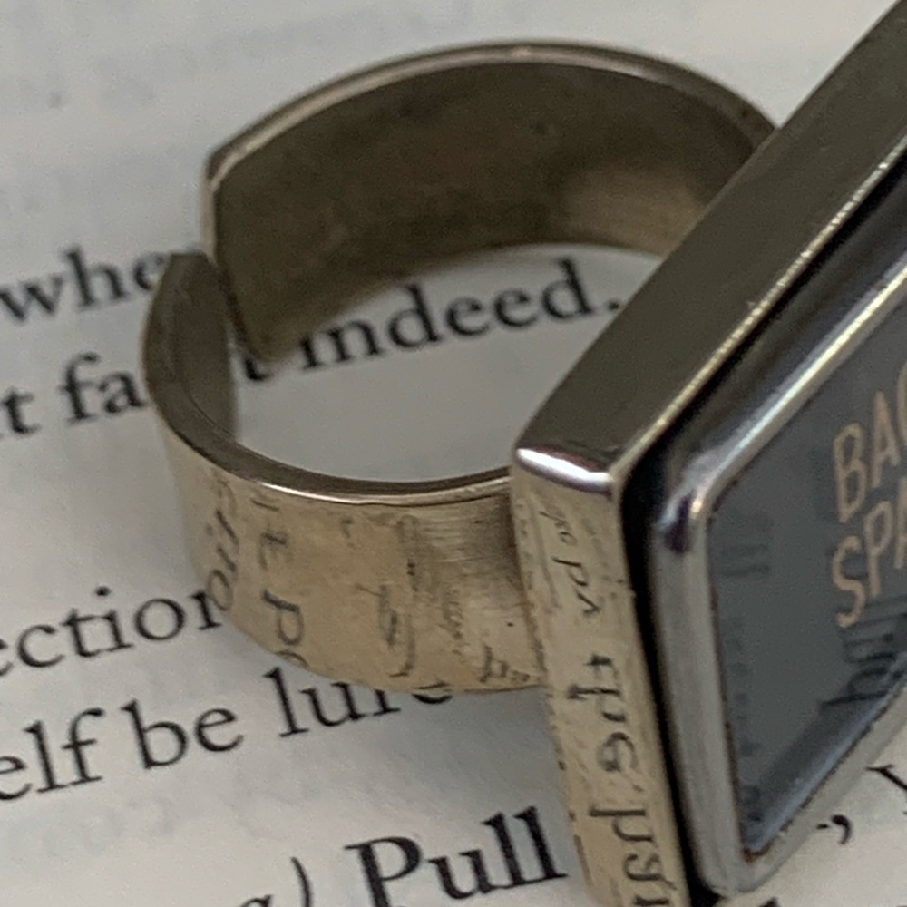 Back Space Rectangular Typewriter Key Ring In Bla… - image 5